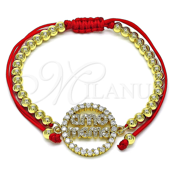Pulsera Bolo Ajustable 03.381.0042.11 Oro Laminado, Diseño de Mama, con Blanca Micro Pave, Pulido, Tono Dorado (04 MM Thickness, 11 Inches Length)