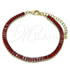 Pulsera Tennis 03.130.0008.1.07 Oro Laminado, Diseño de Baguette, con Granate Zirconia Cubica, Pulido, Tono Dorado (05 MM Thickness, 7 Inches Length)