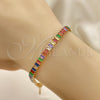 Pulsera Tennis 03.130.0008.4.07 Oro Laminado, Diseño de Baguette, con Multicolor Zirconia Cubica, Pulido, Tono Dorado (05 MM Thickness, 7 Inches Length)