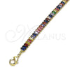 Pulsera Tennis 03.130.0008.4.07 Oro Laminado, Diseño de Baguette, con Multicolor Zirconia Cubica, Pulido, Tono Dorado (05 MM Thickness, 7 Inches Length)