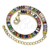Pulsera Tennis 03.130.0008.4.07 Oro Laminado, Diseño de Baguette, con Multicolor Zirconia Cubica, Pulido, Tono Dorado (05 MM Thickness, 7 Inches Length)
