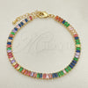 Pulsera Tennis 03.130.0008.4.07 Oro Laminado, Diseño de Baguette, con Multicolor Zirconia Cubica, Pulido, Tono Dorado (05 MM Thickness, 7 Inches Length)