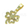 Dije Elegante 5.179.036.1 Oro Laminado, Diseño de Trébol de Cuatro Hojas, Pulido, Tono Dorado