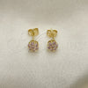 Arete Dormilona 02.213.0358 Oro Laminado, con Rosado Zirconia Cubica, Pulido, Tono Dorado
