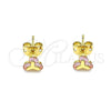 Arete Dormilona 02.213.0359 Oro Laminado, con Rosado Zirconia Cubica, Pulido, Tono Dorado