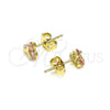 Arete Dormilona 02.213.0359 Oro Laminado, con Rosado Zirconia Cubica, Pulido, Tono Dorado