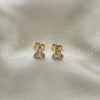 Arete Dormilona 02.213.0359 Oro Laminado, con Rosado Zirconia Cubica, Pulido, Tono Dorado