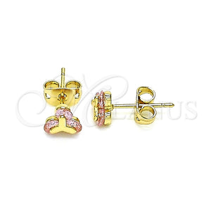 Arete Dormilona 02.213.0359 Oro Laminado, con Rosado Zirconia Cubica, Pulido, Tono Dorado