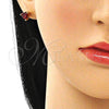 Arete Dormilona 02.213.0360.1 Oro Laminado, Diseño de Corazón, con Granate Zirconia Cubica, Pulido, Tono Dorado