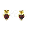 Arete Dormilona 02.213.0360.1 Oro Laminado, Diseño de Corazón, con Granate Zirconia Cubica, Pulido, Tono Dorado