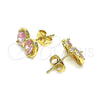 Arete Dormilona 02.213.0361 Oro Laminado, Diseño de Arco, con Rosado Zirconia Cubica, Pulido, Tono Dorado