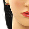Arete Dormilona 02.213.0361.1 Oro Laminado, Diseño de Arco, con Granate Zirconia Cubica, Pulido, Tono Dorado