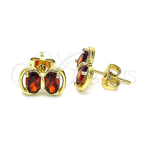 Arete Dormilona 02.213.0361.1 Oro Laminado, Diseño de Arco, con Granate Zirconia Cubica, Pulido, Tono Dorado