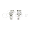 Arete Dormilona 02.285.0072.1 Plata Rodinada, Diseño de Llave, con Zirconia Cubica Blanca, Pulido, Rodinado