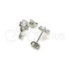 Arete Dormilona 02.285.0072.1 Plata Rodinada, Diseño de Llave, con Zirconia Cubica Blanca, Pulido, Rodinado