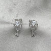 Arete Dormilona 02.285.0072.1 Plata Rodinada, Diseño de Llave, con Zirconia Cubica Blanca, Pulido, Rodinado
