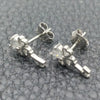Arete Dormilona 02.285.0072.1 Plata Rodinada, Diseño de Llave, con Zirconia Cubica Blanca, Pulido, Rodinado