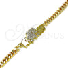 Pulsera Elegante 03.341.0167.08 Oro Laminado, Diseño de Elefante, con Blanca and Negro Micro Pave, Pulido, Tono Dorado (04 MM Thickness, 8 Inches Length)
