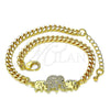Pulsera Elegante 03.341.0167.08 Oro Laminado, Diseño de Elefante, con Blanca and Negro Micro Pave, Pulido, Tono Dorado (04 MM Thickness, 8 Inches Length)