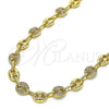 Gargantilla Elegante 04.63.1407.28 Oro Laminado, Diseño de Puff Mariner, con Micro Pave Blanca, Pulido, Tono Dorado (Grosor 08 MM, 28 Pulgadas de Largo)