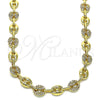 Gargantilla Elegante 04.63.1407.28 Oro Laminado, Diseño de Puff Mariner, con Blanca Micro Pave, Pulido, Tono Dorado (08 MM Thickness, 28 Inches Length)