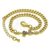 Pulsera Elegante 03.368.0067.08 Oro Laminado, Diseño de Corazón, con Rubi and Blanca Micro Pave, Pulido, Tono Dorado (04 MM Thickness, 8 Inches Length)