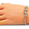 Pulsera Elegante 03.368.0068.08 Oro Laminado, Diseño de Mariposa, con Multicolor Micro Pave, Pulido, Tono Dorado (04 MM Thickness, 8 Inches Length)
