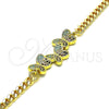 Pulsera Elegante 03.368.0068.08 Oro Laminado, Diseño de Mariposa, con Multicolor Micro Pave, Pulido, Tono Dorado (04 MM Thickness, 8 Inches Length)