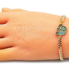 Pulsera Elegante 03.368.0072.08 Oro Laminado, Diseño de Elefante, con Multicolor Micro Pave, Pulido, Tono Dorado (04 MM Thickness, 8 Inches Length)