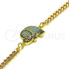 Pulsera Elegante 03.368.0072.08 Oro Laminado, Diseño de Elefante, con Multicolor Micro Pave, Pulido, Tono Dorado (04 MM Thickness, 8 Inches Length)