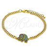 Pulsera Elegante 03.368.0072.08 Oro Laminado, Diseño de Elefante, con Multicolor Micro Pave, Pulido, Tono Dorado (04 MM Thickness, 8 Inches Length)