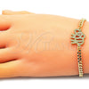 Pulsera Elegante 03.368.0073.08 Oro Laminado, Diseño de Elefante, con Blanca and Granate Micro Pave, Pulido, Tono Dorado (04 MM Thickness, 8 Inches Length)