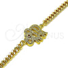 Pulsera Elegante 03.368.0073.08 Oro Laminado, Diseño de Elefante, con Blanca and Granate Micro Pave, Pulido, Tono Dorado (04 MM Thickness, 8 Inches Length)