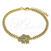 Pulsera Elegante 03.368.0073.08 Oro Laminado, Diseño de Elefante, con Blanca and Granate Micro Pave, Pulido, Tono Dorado (04 MM Thickness, 8 Inches Length)