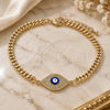 Pulsera Elegante 03.368.0075.08 Oro Laminado, Diseño de Ojo Griego, con Micro Pave Blanca, Esmaltado Azul, Tono Dorado (Grosor 04 MM, 8 Pulgadas de Largo)