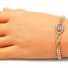 Pulsera Elegante 03.368.0077.1.08 Oro Laminado, Diseño de Ojo Griego, con Rubi and Blanca Micro Pave, Pulido, Tono Dorado (04 MM Thickness, 8 Inches Length)