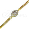Pulsera Elegante 03.368.0077.1.08 Oro Laminado, Diseño de Ojo Griego, con Rubi and Blanca Micro Pave, Pulido, Tono Dorado (04 MM Thickness, 8 Inches Length)