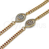 Pulsera Elegante 03.368.0077.1.08 Oro Laminado, Diseño de Ojo Griego, con Rubi and Blanca Micro Pave, Pulido, Tono Dorado (04 MM Thickness, 8 Inches Length)