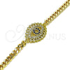 Pulsera Elegante 03.368.0078.08 Oro Laminado, Diseño de Ojo Griego, con Zafiro Azul and Blanca Micro Pave, Pulido, Tono Dorado (04 MM Thickness, 8 Inches Length)