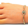 Pulsera Elegante 03.368.0079.08 Oro Laminado, Diseño de Ojo Griego, con Multicolor Micro Pave, Pulido, Tono Dorado (04 MM Thickness, 8 Inches Length)