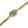 Pulsera Elegante 03.368.0079.08 Oro Laminado, Diseño de Ojo Griego, con Multicolor Micro Pave, Pulido, Tono Dorado (04 MM Thickness, 8 Inches Length)