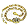 Pulsera Elegante 03.368.0079.08 Oro Laminado, Diseño de Ojo Griego, con Multicolor Micro Pave, Pulido, Tono Dorado (04 MM Thickness, 8 Inches Length)