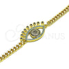 Pulsera Elegante 03.368.0080.08 Oro Laminado, Diseño de Ojo Griego, con Multicolor Micro Pave and Negro Zirconia Cubica, Pulido, Tono Dorado (04 MM Thickness, 8 Inches Length)