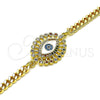 Pulsera Elegante 03.368.0081.08 Oro Laminado, Diseño de Ojo Griego, con Multicolor Micro Pave and Multicolor Zirconia Cubica, Esmaltado Blanco, Tono Dorado (04 MM Thickness, 8 Inches Length)