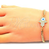 Pulsera Elegante 03.368.0082.08 Oro Laminado, Diseño de Mano de Dios, con Blanca Micro Pave, Esmaltado Blanco, Tono Dorado (04 MM Thickness, 8 Inches Length)