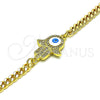 Pulsera Elegante 03.368.0082.08 Oro Laminado, Diseño de Mano de Dios, con Blanca Micro Pave, Esmaltado Blanco, Tono Dorado (04 MM Thickness, 8 Inches Length)
