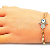 Pulsera Elegante 03.368.0083.08 Oro Laminado, Diseño de Mano de Dios, con Multicolor Micro Pave, Esmaltado Blanco, Tono Dorado (04 MM Thickness, 8 Inches Length)