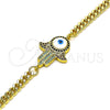 Pulsera Elegante 03.368.0083.1.08 Oro Laminado, Diseño de Mano de Dios, con Multicolor Micro Pave, Esmaltado Blanco, Tono Dorado (04 MM Thickness, 8 Inches Length)