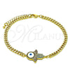Pulsera Elegante 03.368.0083.1.08 Oro Laminado, Diseño de Mano de Dios, con Multicolor Micro Pave, Esmaltado Blanco, Tono Dorado (04 MM Thickness, 8 Inches Length)
