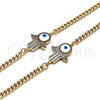 Pulsera Elegante 03.368.0083.1.08 Oro Laminado, Diseño de Mano de Dios, con Multicolor Micro Pave, Esmaltado Blanco, Tono Dorado (04 MM Thickness, 8 Inches Length)